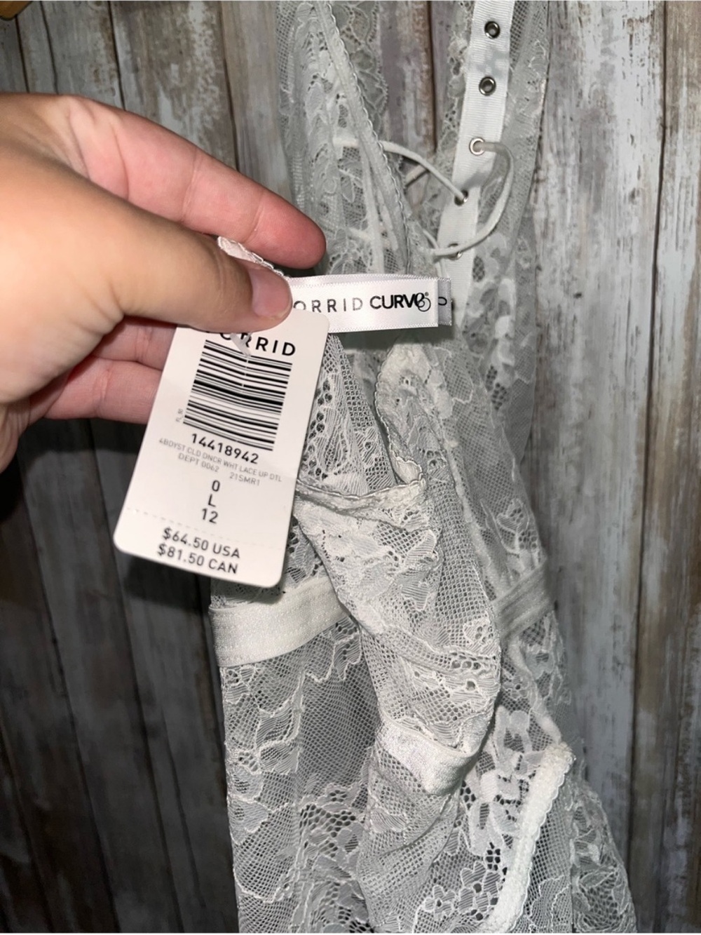 Torrid White Lace Halter Lace-Up Teddy Lingerie Bodysuit 0 L NWT - Picture 6 of 6